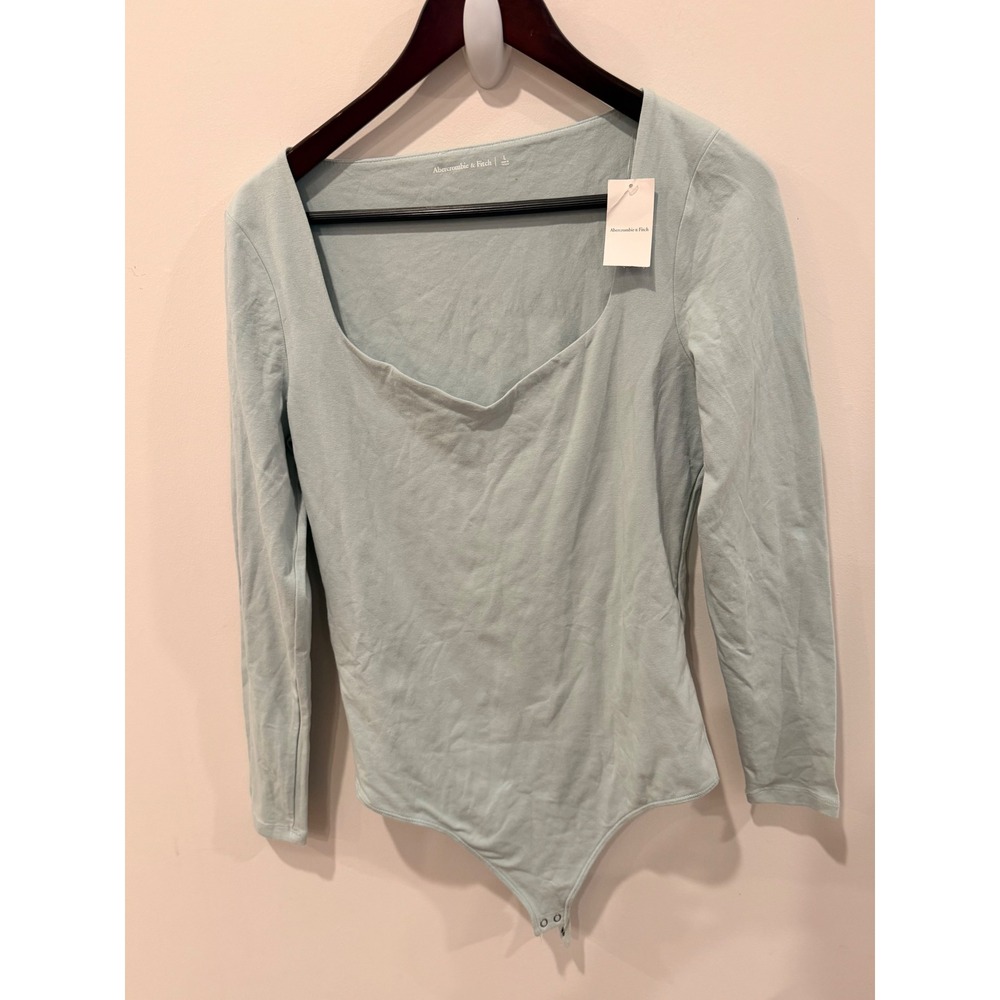 Abercrombie & Fitch Light Blue Long Sleeve Sweetheart‎ Bodysuit NWT Large